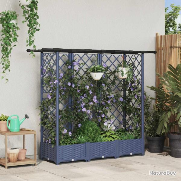 Lit �lev� avec Treillis et Toit Gris 164 x 40 x 121 cm PP
