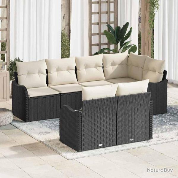 Ensemble de canap� de jardin 7 pcs Noir Poly rotin