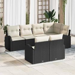 Ensemble de canap&eacute; de jardin 7 pcs Noir et Blanc polyrotin