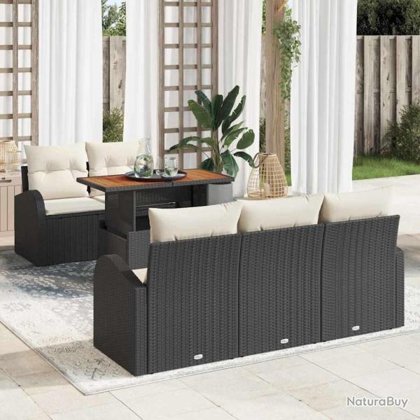 Ensemble de canap� de jardin 6 pcs Noir Poly rotin