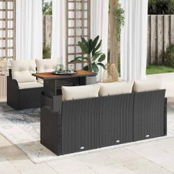 Ensemble de canap&eacute; de jardin 6 pcs Noir Poly rotin