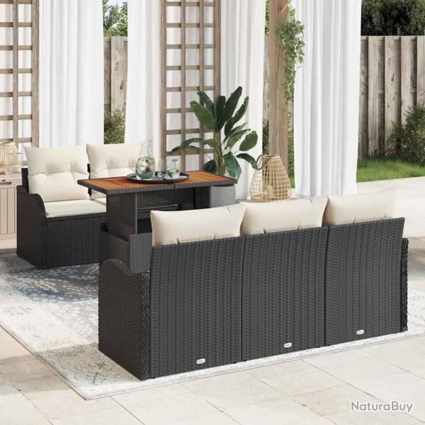 Ensemble de canap� de jardin 6 pcs Noir Poly rotin
