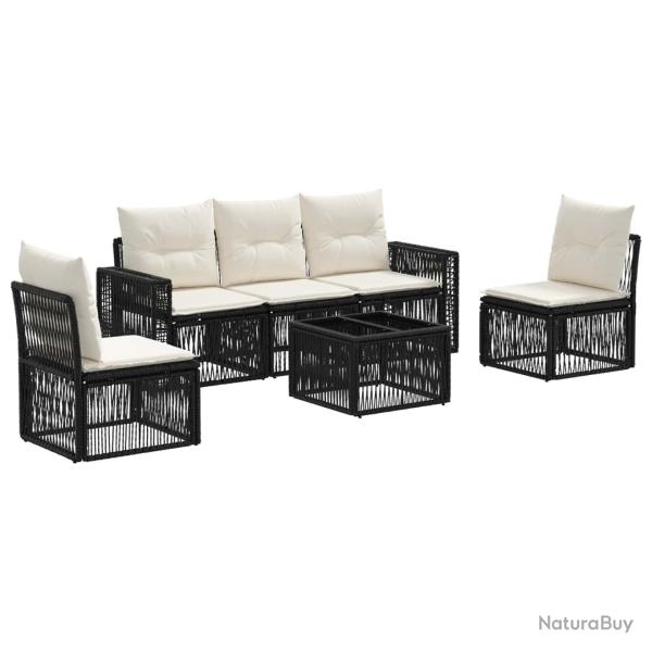 Ensemble de canap� de jardin 6 pcs Noir et blanc cr�me