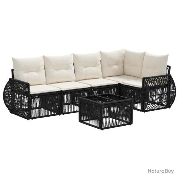 Ensemble de canap� de jardin 6 pcs Noir et blanc cr�me