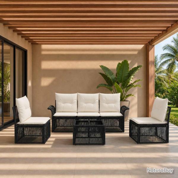 Ensemble de canap� de jardin 6 pcs Noir polyrotin