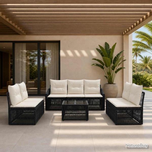 Ensemble de canap� de jardin 8 pcs Noir polyrotin