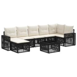 Ensemble de canap&eacute; de jardin 8 pcs Noir et blanc cr&egrave;me