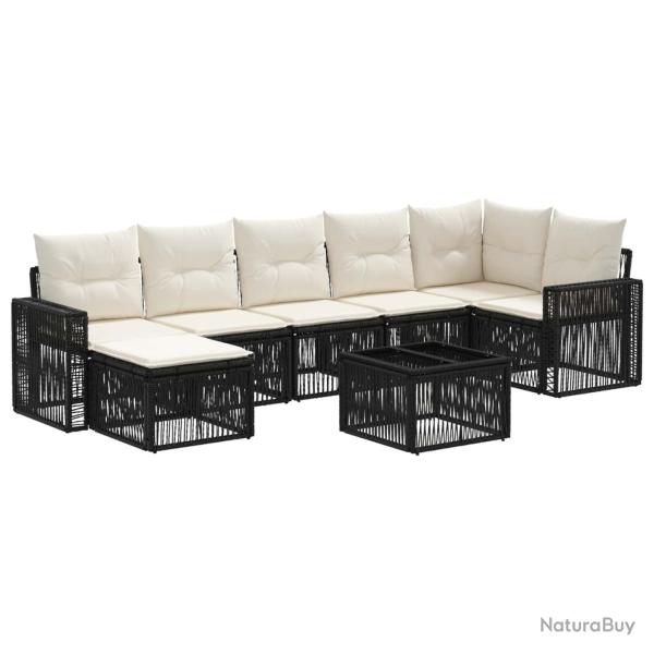 Ensemble de canap� de jardin 8 pcs Noir et blanc cr�me