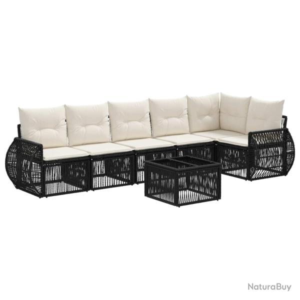Ensemble de canap� de jardin 7 pcs Noir et blanc cr�me