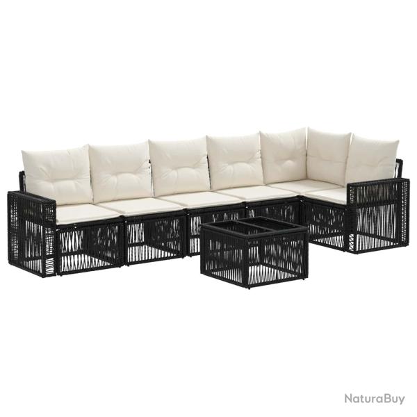 Ensemble de canap� de jardin 7 pcs Noir et blanc cr�me