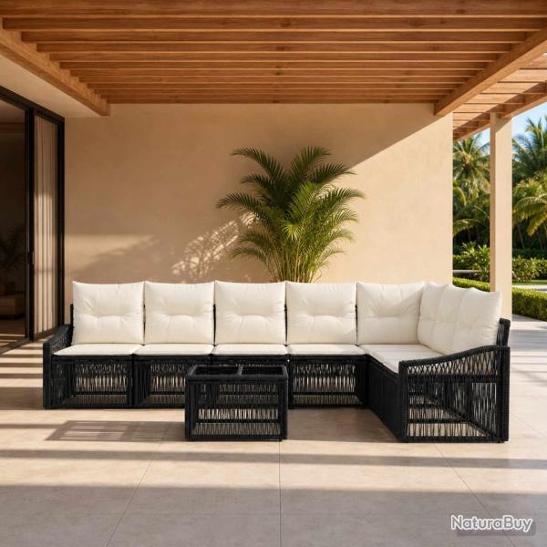Ensemble de canap� de jardin 8 pcs Noir polyrotin