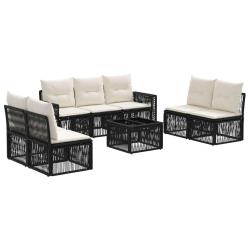 Ensemble de canap&eacute; de jardin 8 pcs Noir et blanc cr&egrave;me