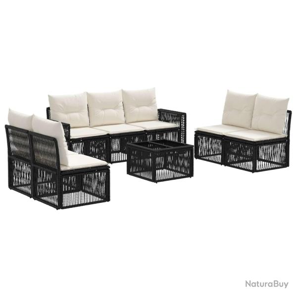 Ensemble de canap� de jardin 8 pcs Noir et blanc cr�me