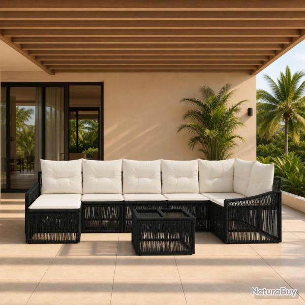 Ensemble de canap� de jardin 8 pcs Noir polyrotin