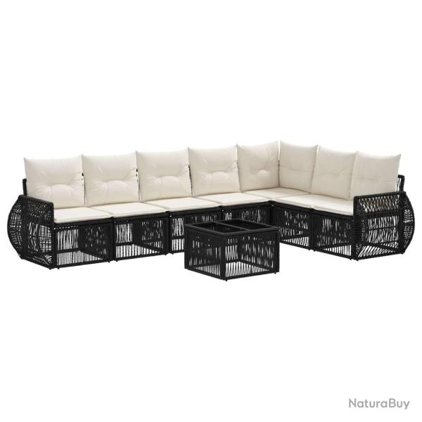 Ensemble de canap� de jardin 8 pcs Noir et blanc cr�me