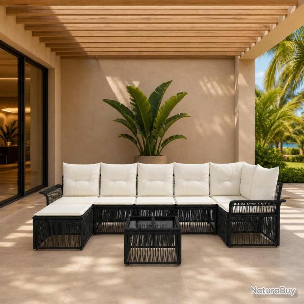 Ensemble de canap� de jardin 8 pcs Noir polyrotin