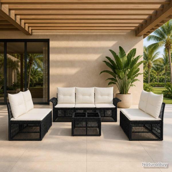 Ensemble de canap� de jardin 8 pcs Noir polyrotin