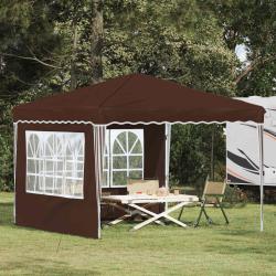 Tente de f&ecirc;te pop-up 288 x 288 x 245 cm Marron Tissu Oxford