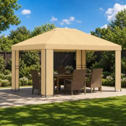 Pavillon 4 &times; 3 m Cr&egrave;me Polyester et Acier 190 gsm