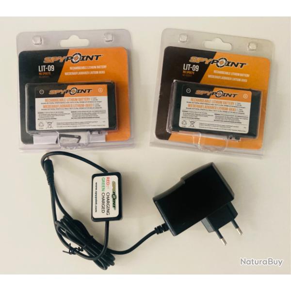 Pack 2 blocs batteries lithium LIT-09 avec chargeur Spypoint