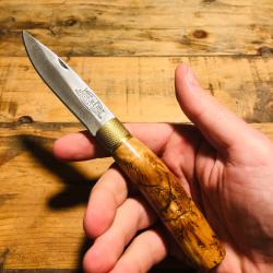 Couteau de Poche Artisanal Jos&eacute; Da Cruz 19cm Manche Bois d'olivier Rustique Lame Acier Carbone neuf