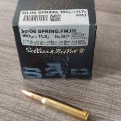 Bo&icirc;te de 50 cartouches 30-06 Sellier et Bellot FMJ 180grs 11,7g