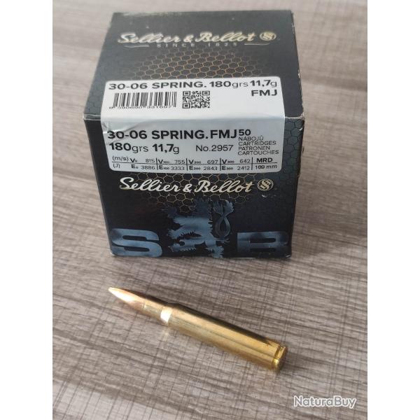 Bo�te de 50 cartouches 30-06 Sellier et Bellot FMJ 180grs 11,7g
