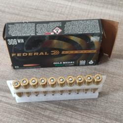 1 bo&icirc;te X9 Cartouches 308Win F&eacute;d&eacute;ral Premium 168 grains Gold Medal Sierra Matching