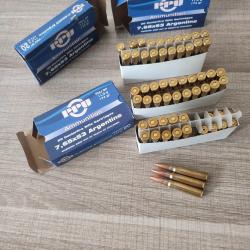 Lot X50 cartouches 7,65X53 Argentine FMJ  BT PPU Partizan + 3 cartouches offertes