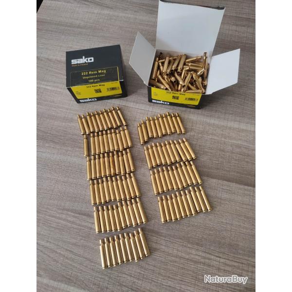 �tuis SAKO 222remington Magnum non amorc�s NEUF 2 bo�tes de 100 + 99 �tuis en vrac