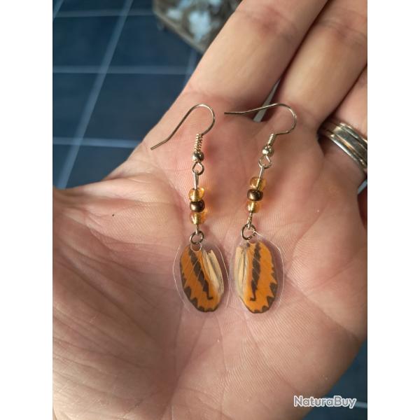 Paire de boucles d'oreilles de vraies ailes de papillon #12