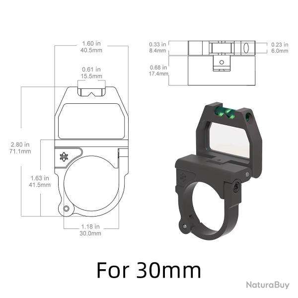 Loupe Tourelle X-ACCU Bague Montage 30mm Niveau Bulle Optique Lunette Chasse Tactique Vector Optics