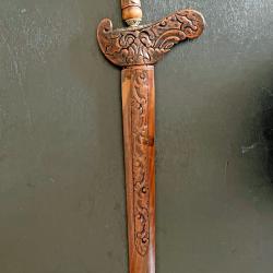 BEAU COUTEAU INDONESIEN KERIS / KRISS, COURANT XX&deg;, SUPERBE LAME FLAMBOYANTE, ASIE