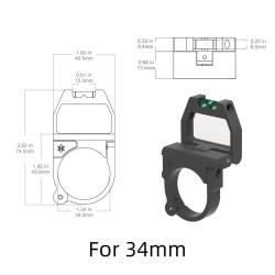 Collier Montage Loupe Tourelle X-ACCU 34mm Niveau Bulle Quick-Flip Rabattable Chasse Vector Optics