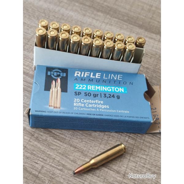 1 bo�te de 20 cartouches PPU 222 Remington SP 50gr 3,24g