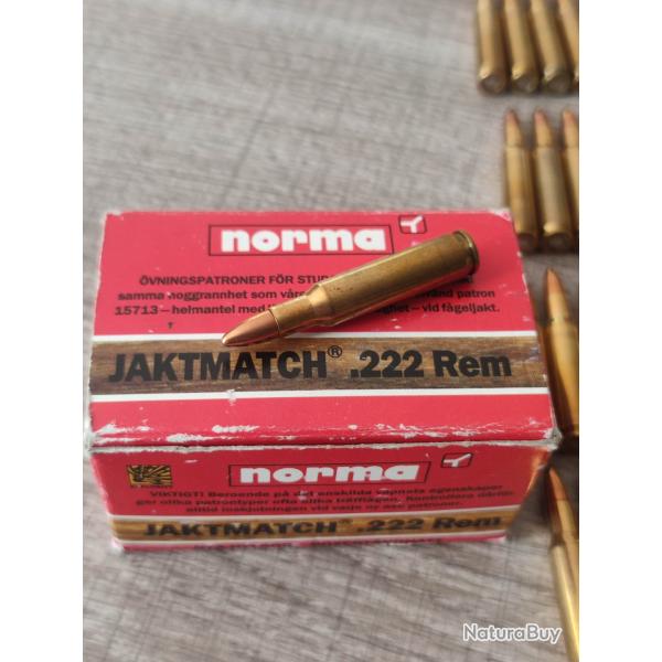 1 ancienne bo�te X49 cartouches NORMA 222 remington JAKTMATCH 32g