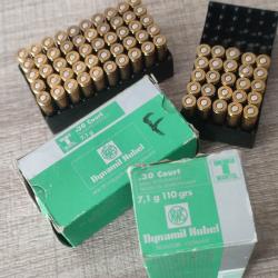 Rares 75 Cartouches RWS 30court Dynamite Nobel 7,1g 110grs balle demi blind&eacute;e