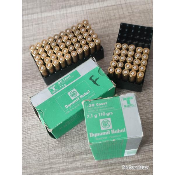 Rares 75 Cartouches RWS 30court Dynamite Nobel 7,1g 110grs balle demi blind�e