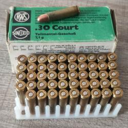 1 ancienne bo&icirc;te X50 cartouches 30 court RWS Sinoxid 7,1g 110grs fabrication allemande RFA