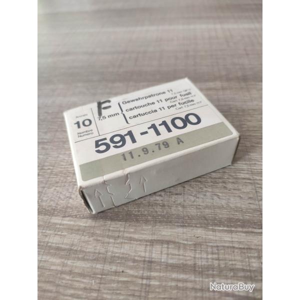 1 bo�te r�glementaire arm�e suisse de 10 cartouches GP11 calibre 7,5 x55