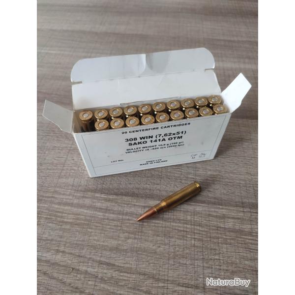 1 bo�te X20 cartouches SAKO 308 Winchester 10,9g 168gr