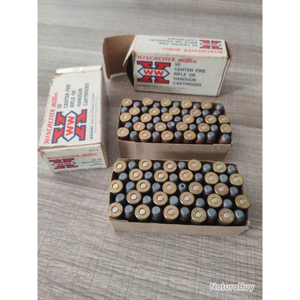 2 anciennes bo�tes x50 cartouches Winchester Western calibre 44-40 Winchester 200gr Soft point