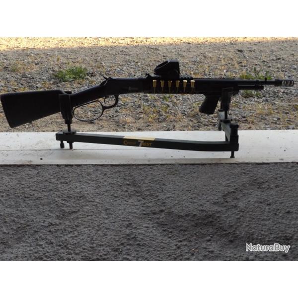 Carabine Citadel LEVTAC black 44mag avec point rouge/vert,porte munition et frein de bouche.