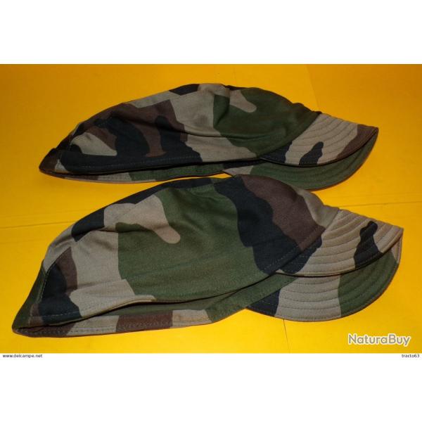 LOT DE 2 CASQUETTES CAMOUFLEES ARMEE FRANCAISE,TAILLE 58 FABRICATION FRANCAISE A LILLE  ,  ETAT NEUF