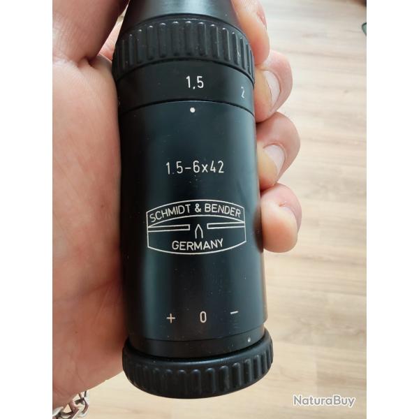 Lunette Schmidt et bender 1.5-6x42 avec montage blaser � collier