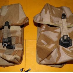 LOT DE 2 POCHES POUR GILET DE COMBAT&nbsp; DE L'ARMEE ANGLAISE CAMOUFLAGE SABLE , FABRICATION ROYAUME UNI