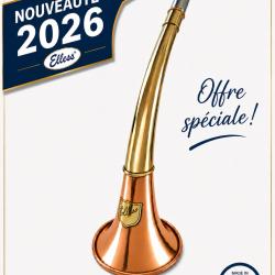 ELLESS - 165/6 C - Trompe Ronde Cintr&eacute;e Pavillon CUIVRE 40 cm polie "DIANE 40C" - Embout MAGNUM