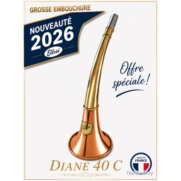 ELLESS - 165/6 C - Trompe Ronde Cintr�e Pavillon CUIVRE 40 cm polie "DIANE 40C" - Embout MAGNUM