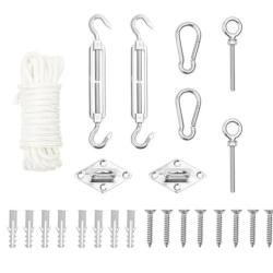 Accessoires voile ombrage acier inoxydable 9 pi&egrave;ces fixation r&eacute;glable