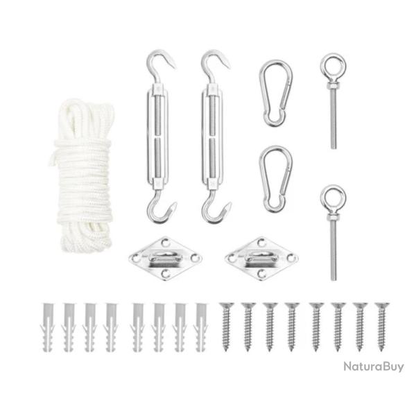 Accessoires voile ombrage acier inoxydable 9 pi�ces fixation r�glable